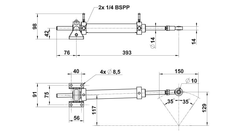Vérin VHM 28 DTP + Raccords
