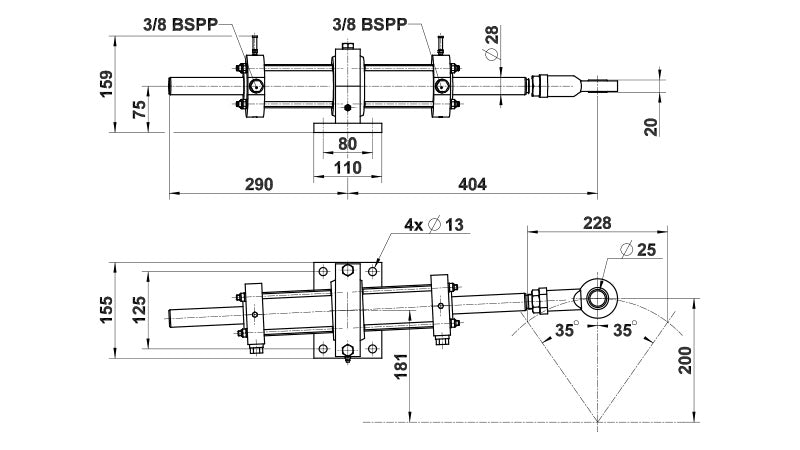 Vérin VHM 60 DT + Raccords