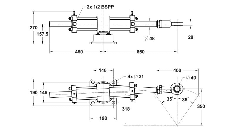 Vérin VHM 110 DT APD + Raccords