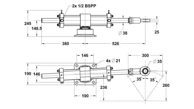 Vérin VHM 90 DT APD + Raccords