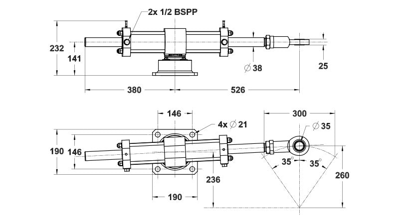 Vérin VHM 80 DT + Raccords