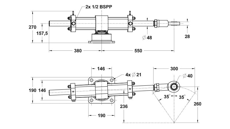 Vérin VHM 110 DT C300 + Raccords