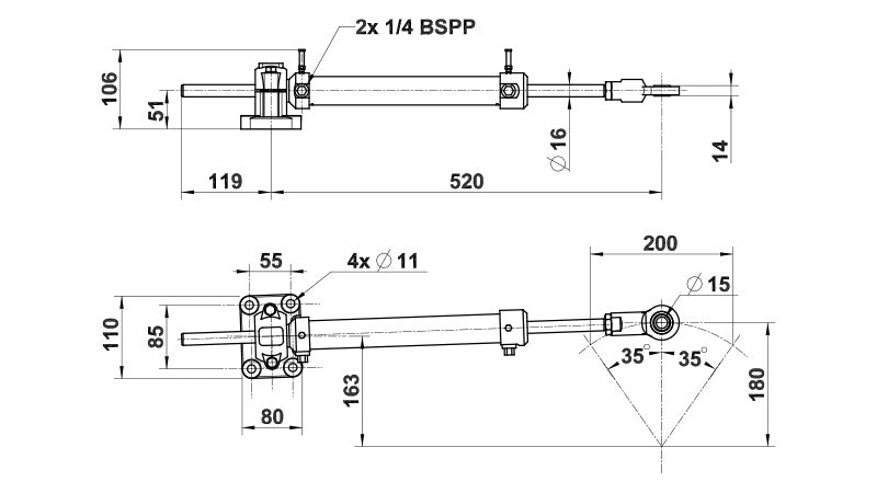 Vérin VHM 32 DTP + Raccords