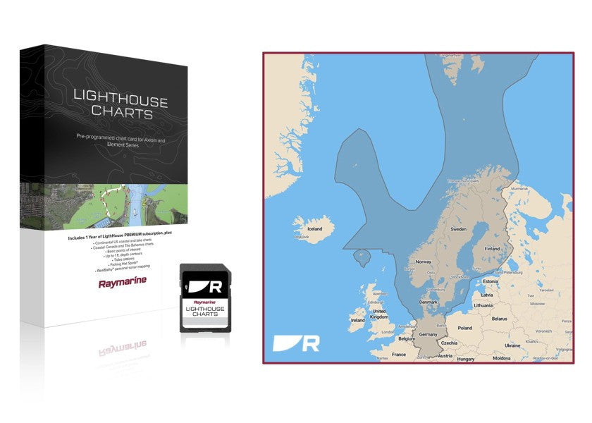Cartographie Lighthouse (préchargée avec zones Europe du Nord), sur carte micro SD 32 Gb RAYMARINE