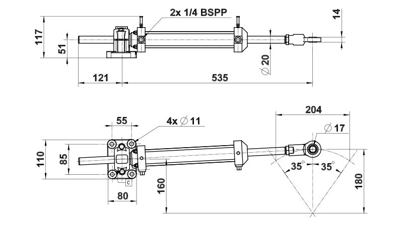 Vérin VHM 40 DTP + Raccords
