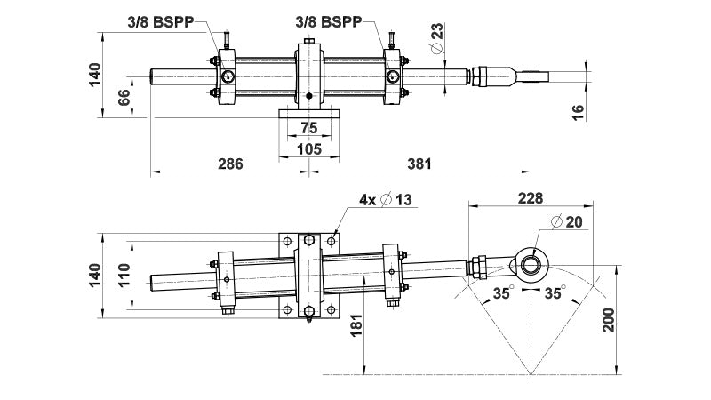Vérin VHM 45 DT + Raccords